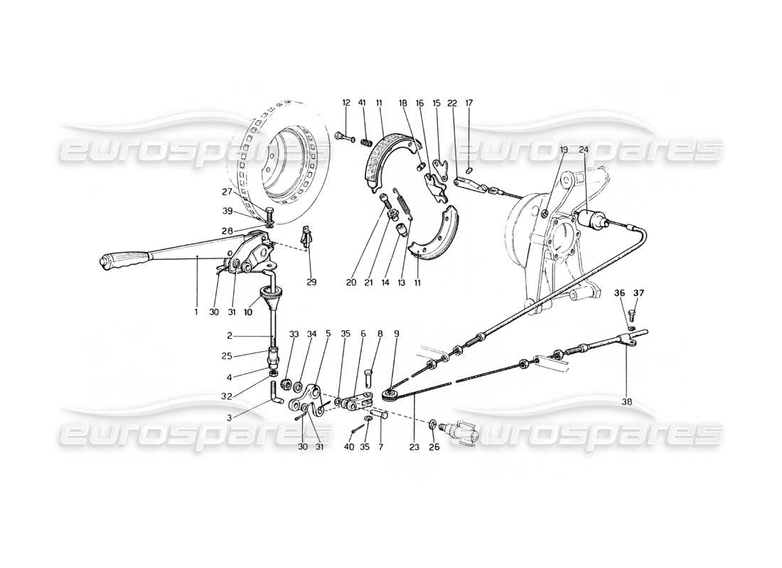 ferrari 400 gt (mechanical) controllo del freno a mano diagramma delle parti