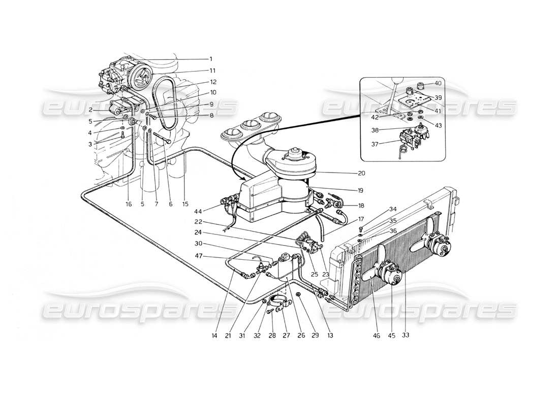 ferrari 365 gt4 berlinetta boxer diagramma delle parti del sistema di climatizzazione