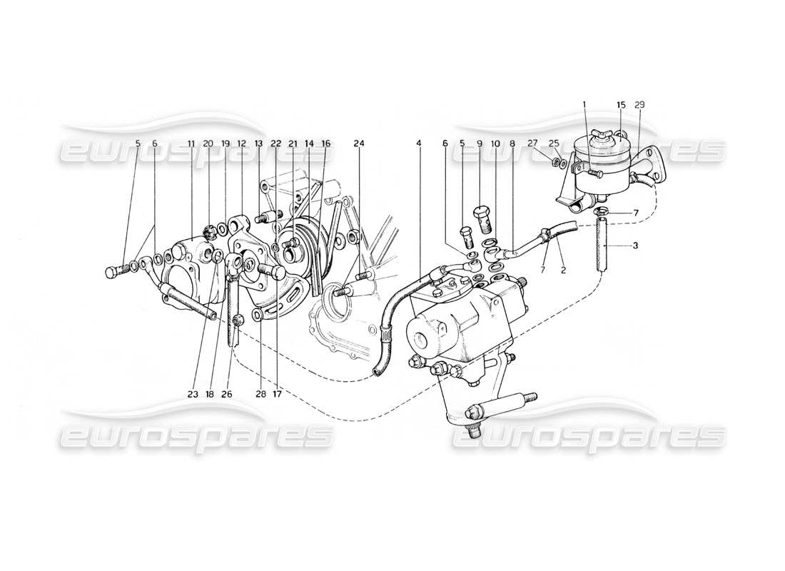 ferrari 400 gt (mechanical) sistema di sterzo idraulico diagramma delle parti