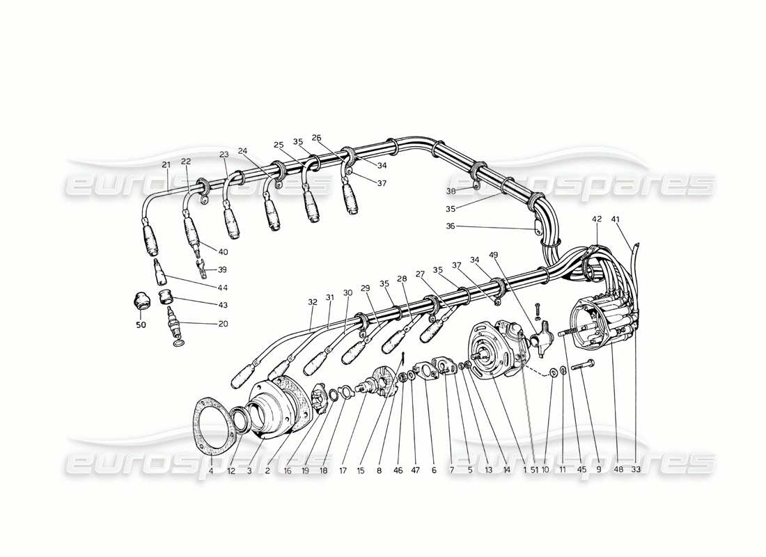 ferrari 365 gt4 berlinetta boxer diagramma delle parti di accensione del motore