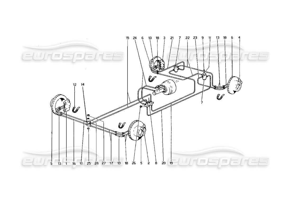 ferrari 400 gt (mechanical) sistema di freni diagramma delle parti