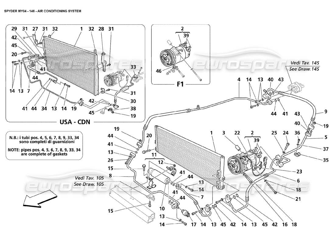 maserati 4200 spyder (2004) diagramma delle parti del sistema di climatizzazione