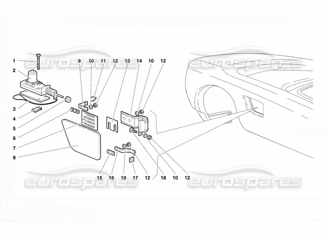 lamborghini diablo vt (1994) tappo del serbatoio diagramma delle parti