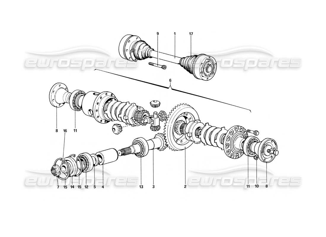 ferrari 400 gt (mechanical) differenziale e semiassi diagramma delle parti