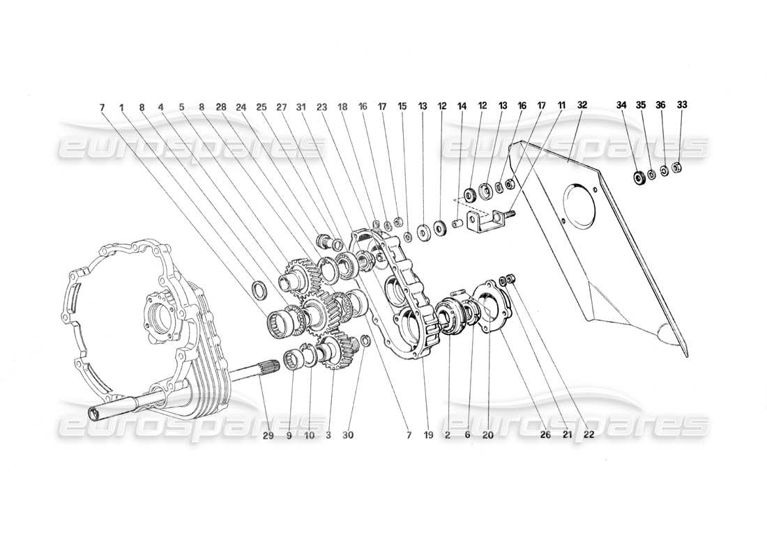 ferrari testarossa (1987) trasmissione della scatola del cambio diagramma delle parti