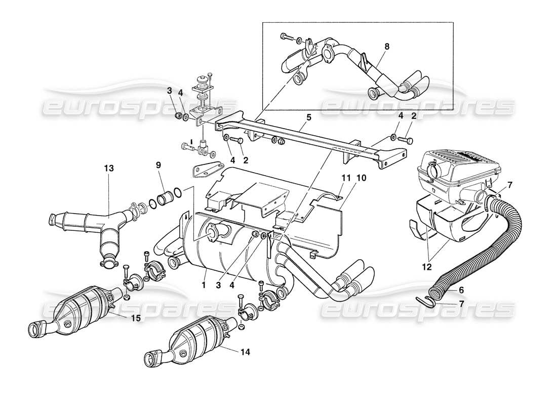 ferrari 355 challenge (1999) sistema di scarico: diagramma delle parti della presa d'aria