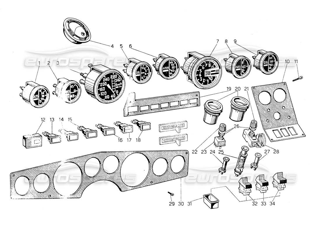 lamborghini countach lp400 strumenti diagramma delle parti