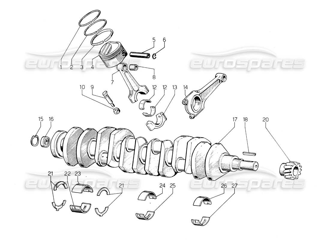 lamborghini countach lp400 schema delle parti dell'albero motore