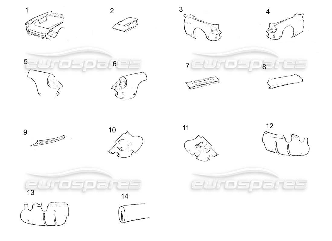 ferrari 250 gt (coachwork) parte anteriore del corpo diagramma delle parti