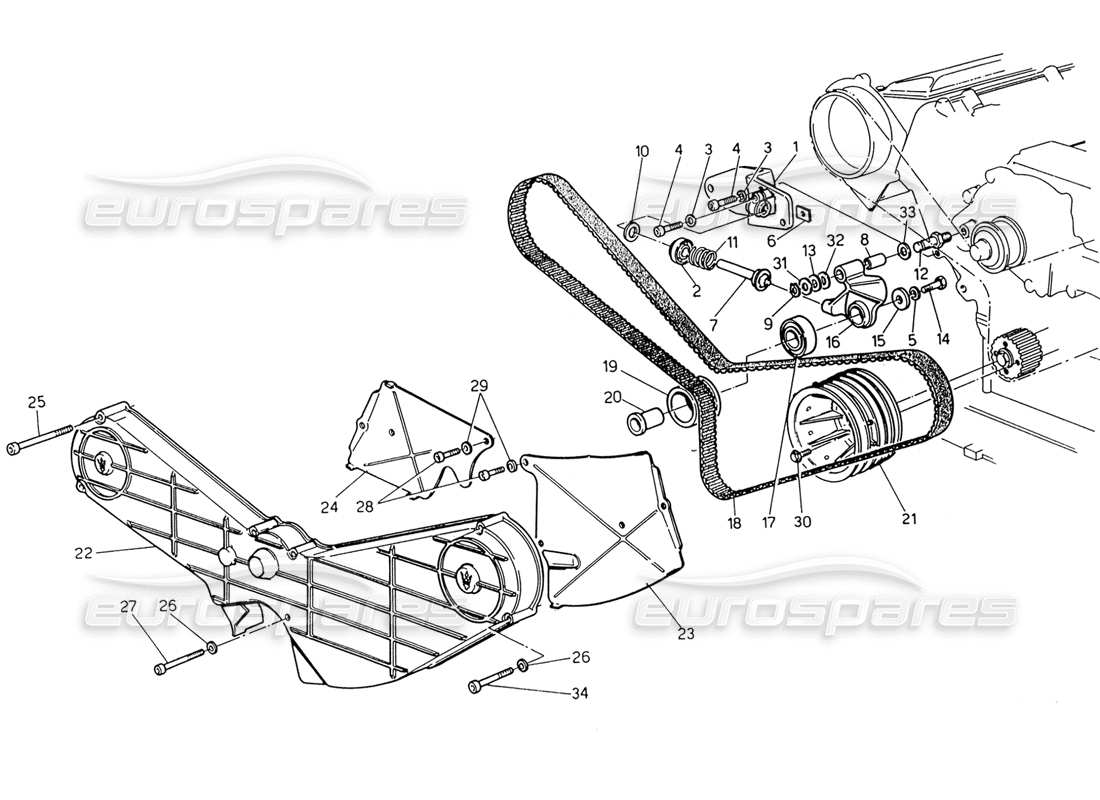 maserati 222 / 222e biturbo diagramma delle parti del controllo del tempo