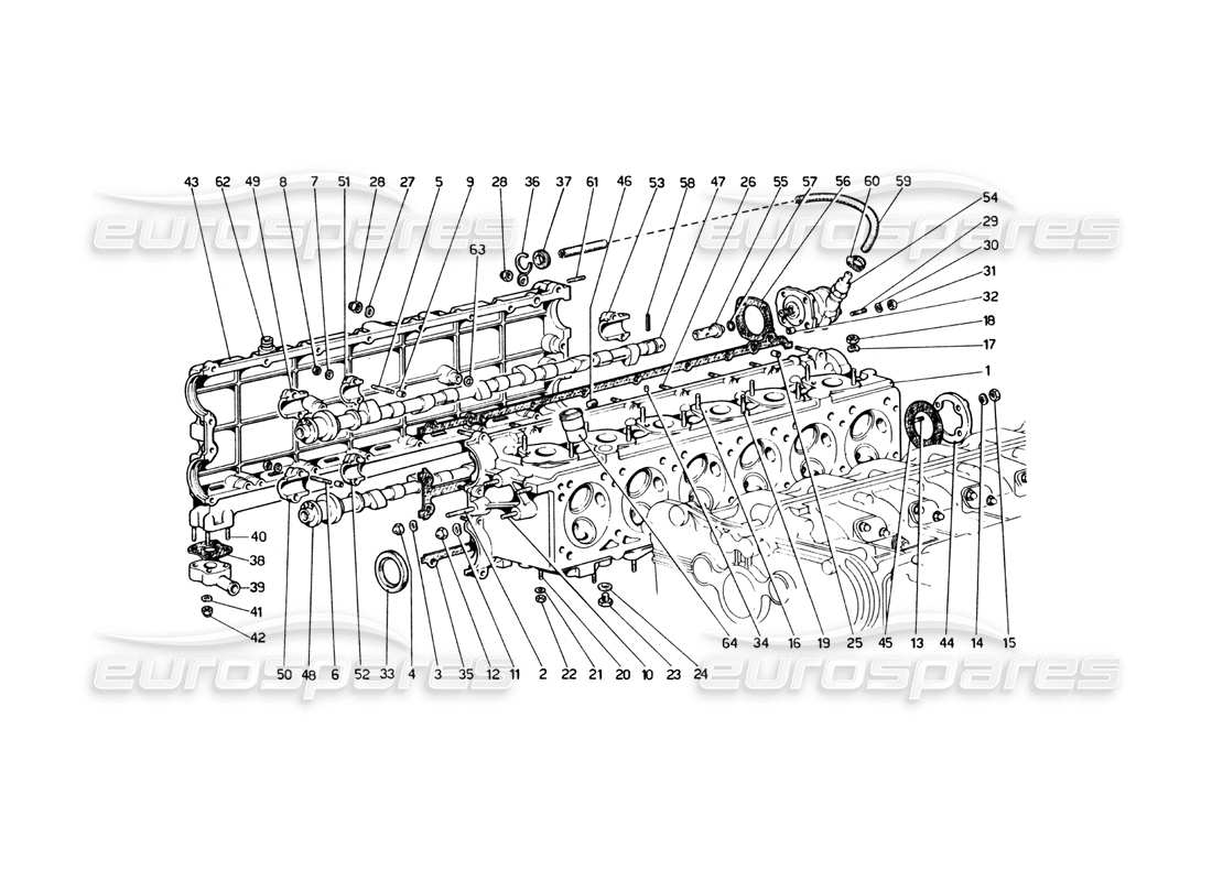 ferrari 365 gt4 berlinetta boxer testata (destra) diagramma delle parti