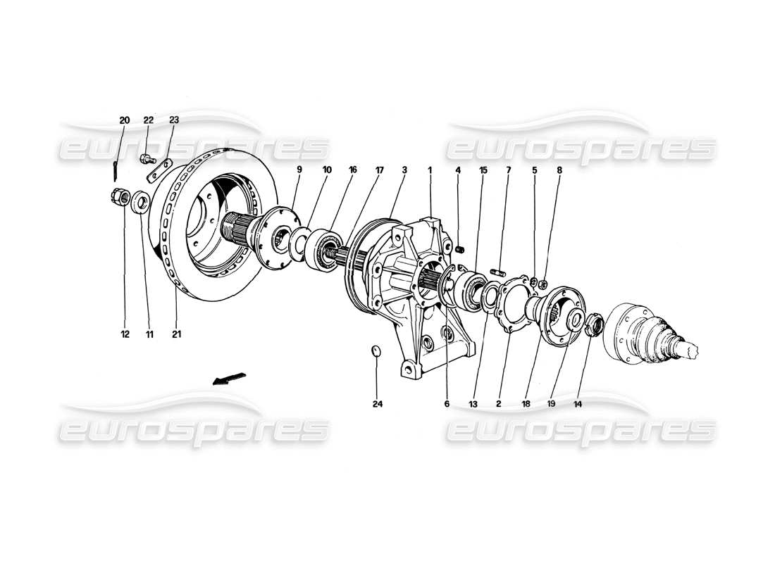 ferrari 512 bbi sospensione posteriore - disco freno diagramma delle parti