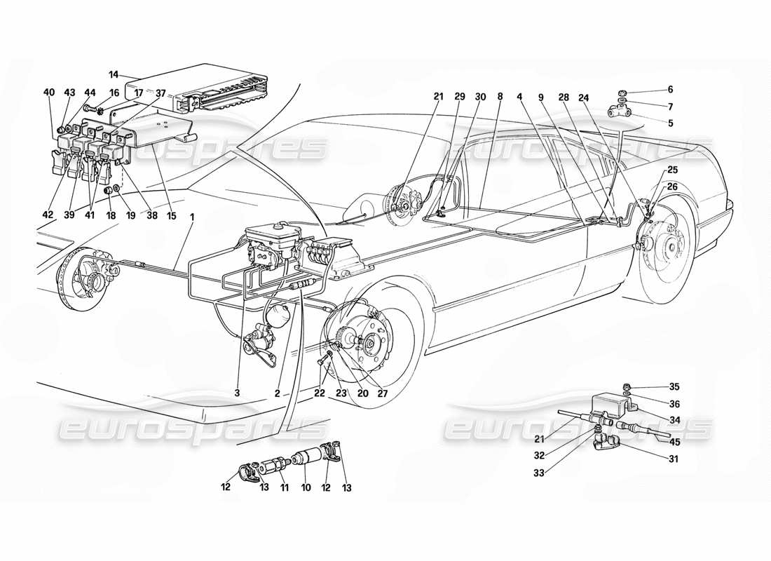 ferrari 328 (1988) sistema antiscivolo diagramma delle parti