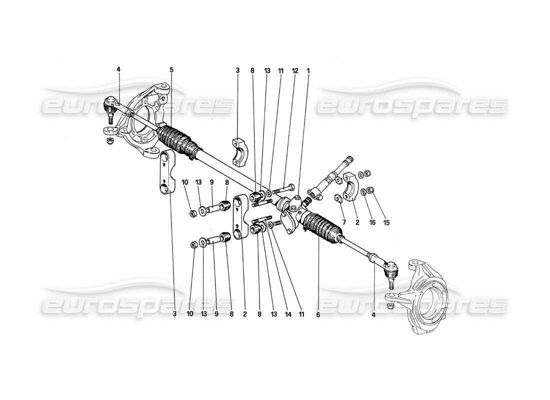 ferrari 288 gto schema delle parti della scatola dello sterzo e del collegamento