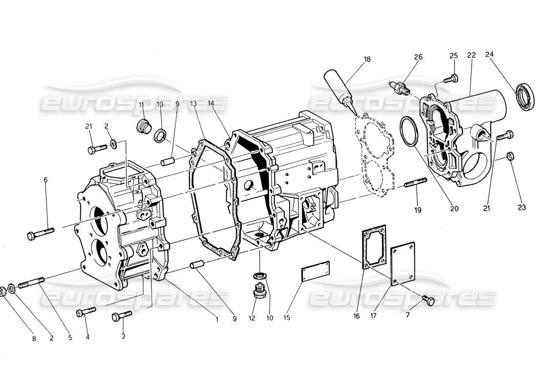 maserati 222 / 222e biturbo scatola di trasmissione diagramma delle parti