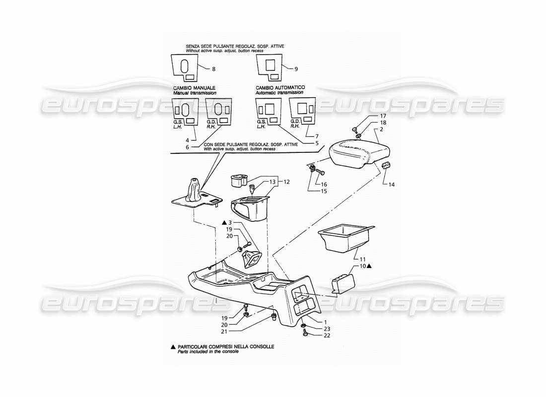 maserati qtp. 3.2 v8 (1999) consolle diagramma delle parti