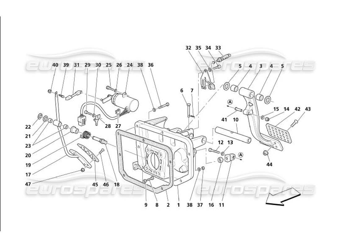 maserati 4200 gransport (2005) pedali e controllo elettronico dell'acceleratore -non per gd- diagramma delle parti