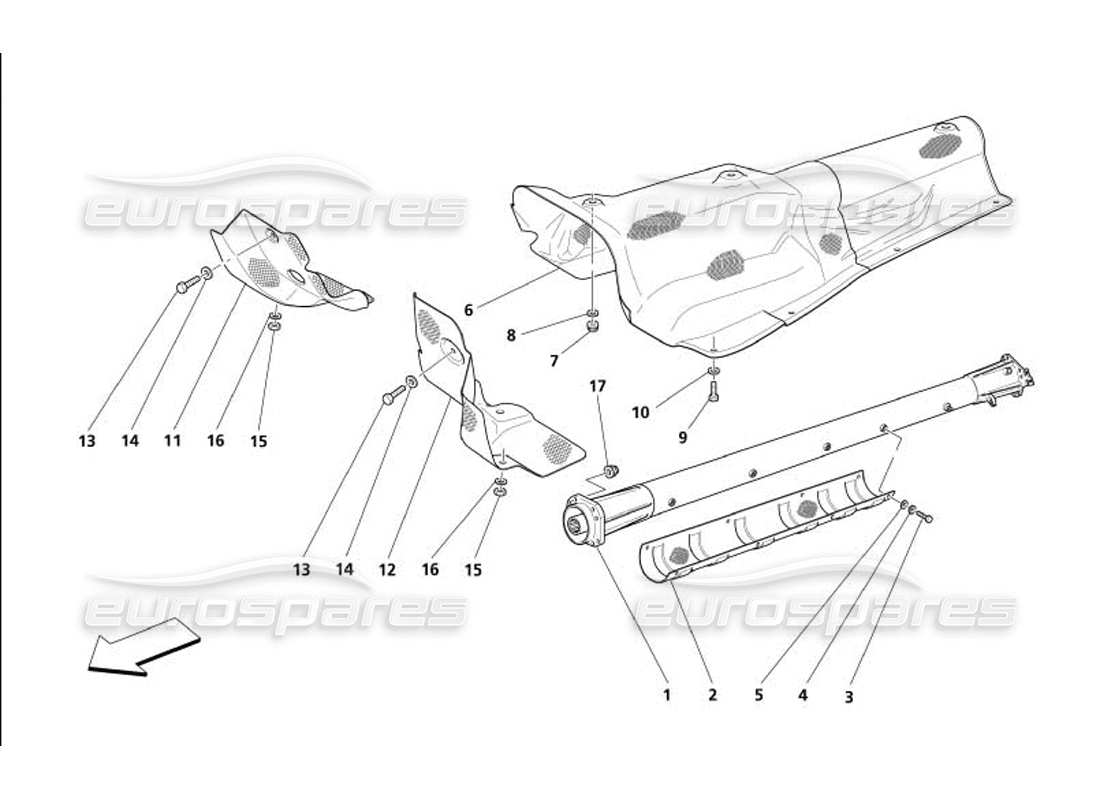 maserati 4200 gransport (2005) diagramma delle parti del tubo di collegamento e degli isolamenti motore-trasmissione