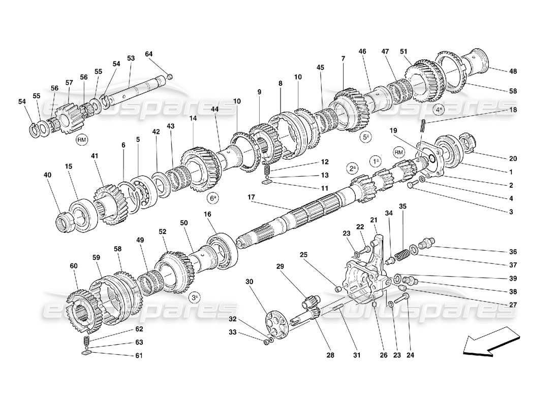 ferrari 456 gt/gta ingranaggi dell'albero principale e pompa dell'olio del cambio -non per 456 diagramma delle parti gta