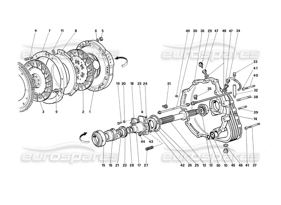ferrari testarossa (1987) frizione e comandi diagramma delle parti