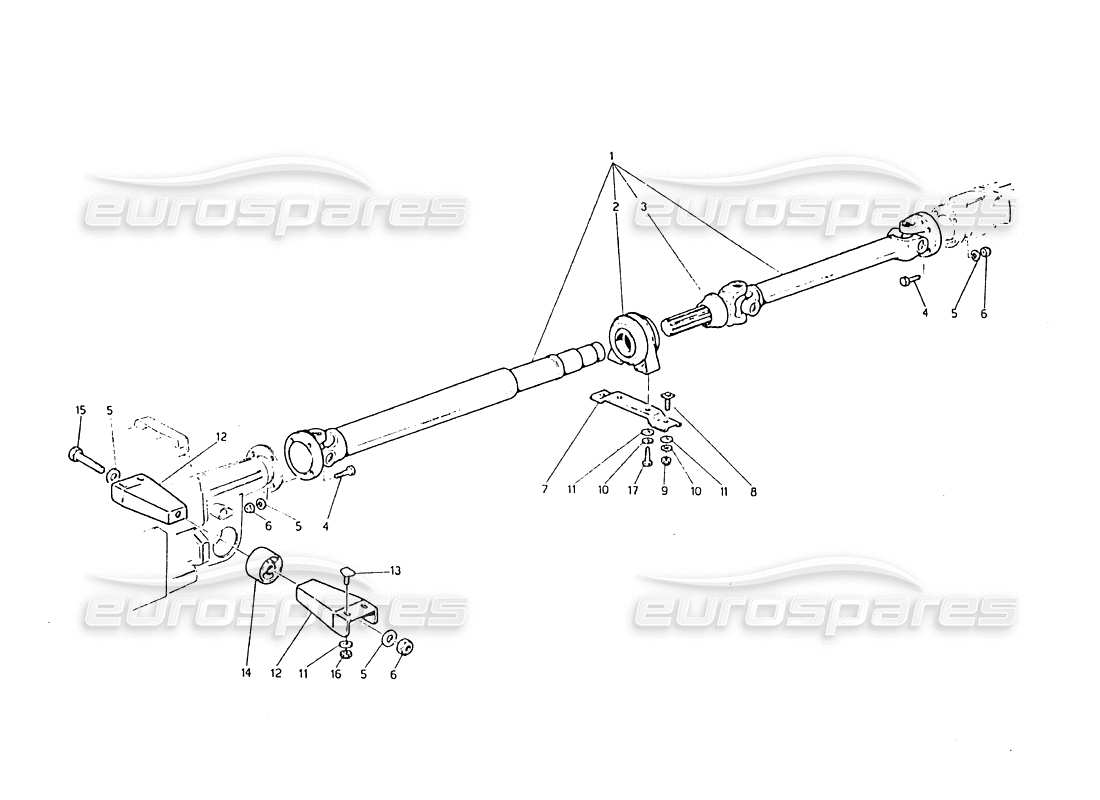 maserati biturbo 2.5 (1984) diagramma delle parti dell'albero dell'elica e del supporto