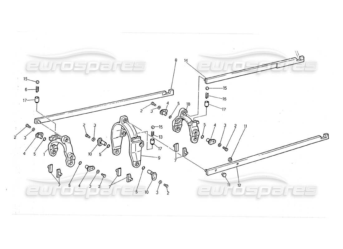 maserati 2.24v trasmissione - schema delle parti dei comandi interni