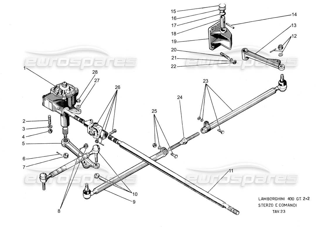 lamborghini 400 gt scatola dello sterzo diagramma delle parti
