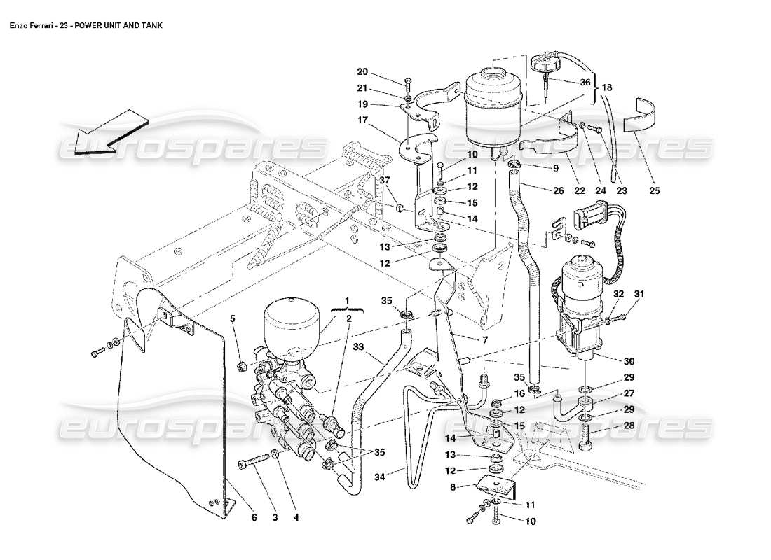 ferrari enzo schema delle parti centralina e serbatoio