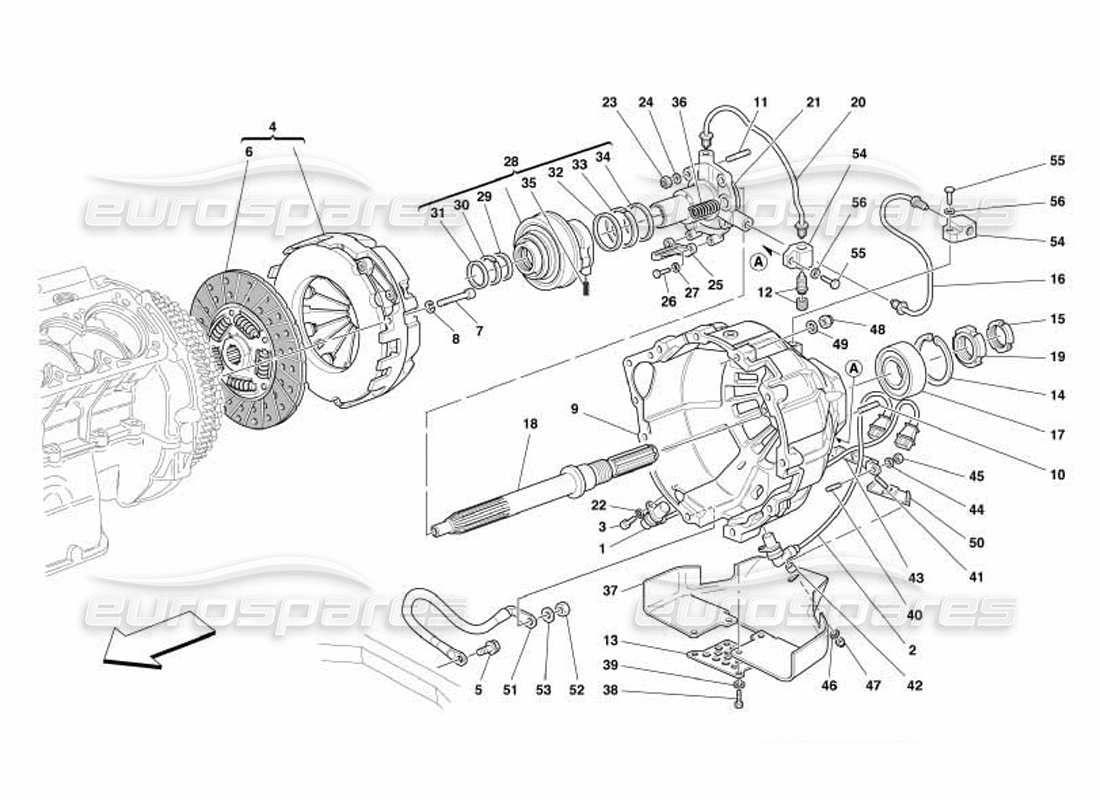 ferrari 550 barchetta frizione: schema delle parti dei controlli