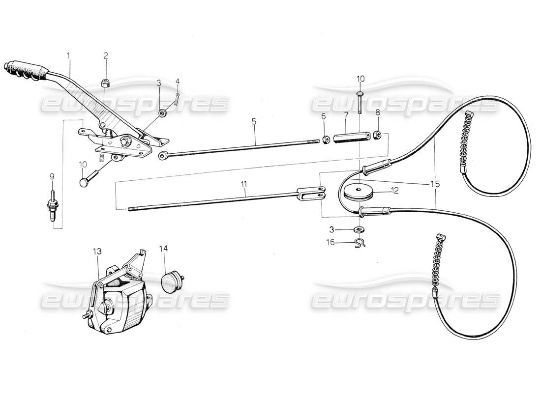 lamborghini countach 5000 qvi (1989) diagramma delle parti del freno a mano