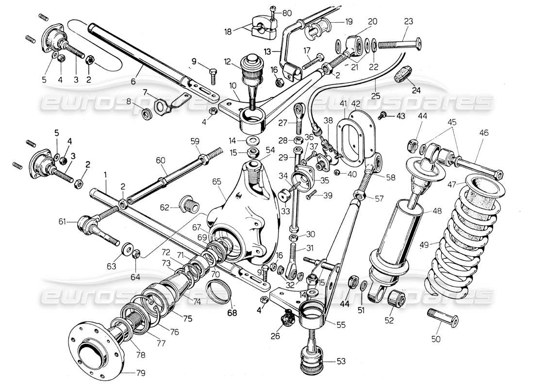lamborghini countach lp400 sospensioni anteriori diagramma delle parti