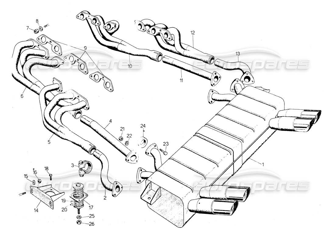 lamborghini countach lp400 tubi di scarico diagramma delle parti