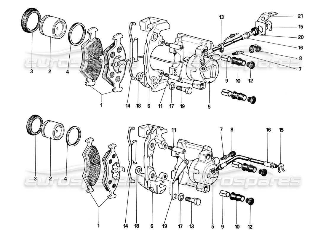 ferrari 328 (1988) pinze per freni anteriori e posteriori diagramma delle parti