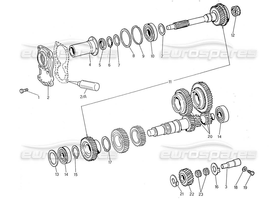 maserati 2.24v trasmissione: albero di rinvio e trasmissione diretta diagramma delle parti