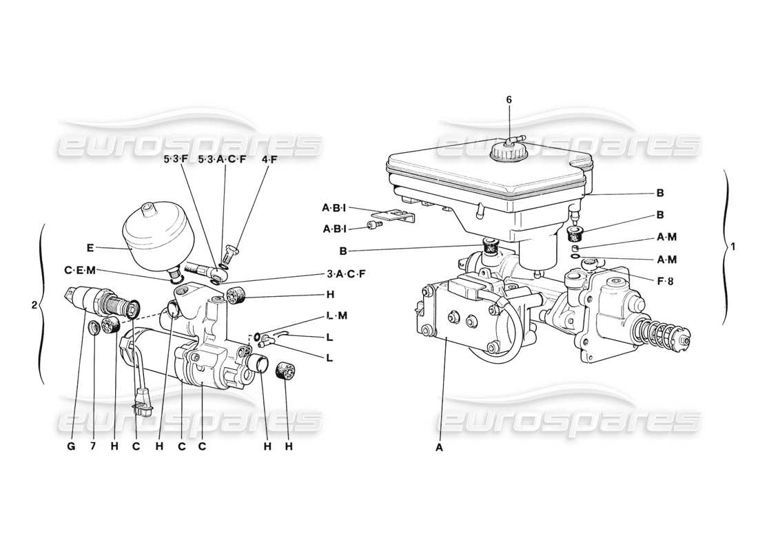 ferrari 328 (1988) schema delle parti del sistema idraulico per l'antislittamento