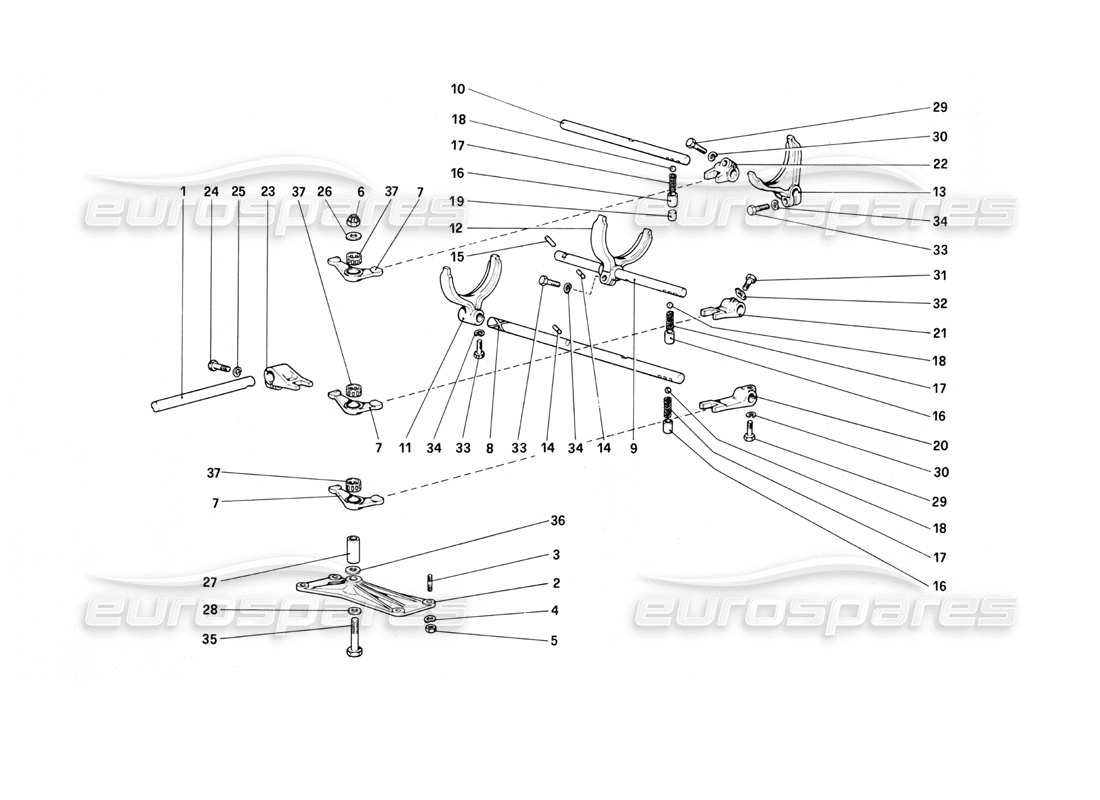 ferrari mondial 3.0 qv (1984) comandi interni del cambio diagramma delle parti