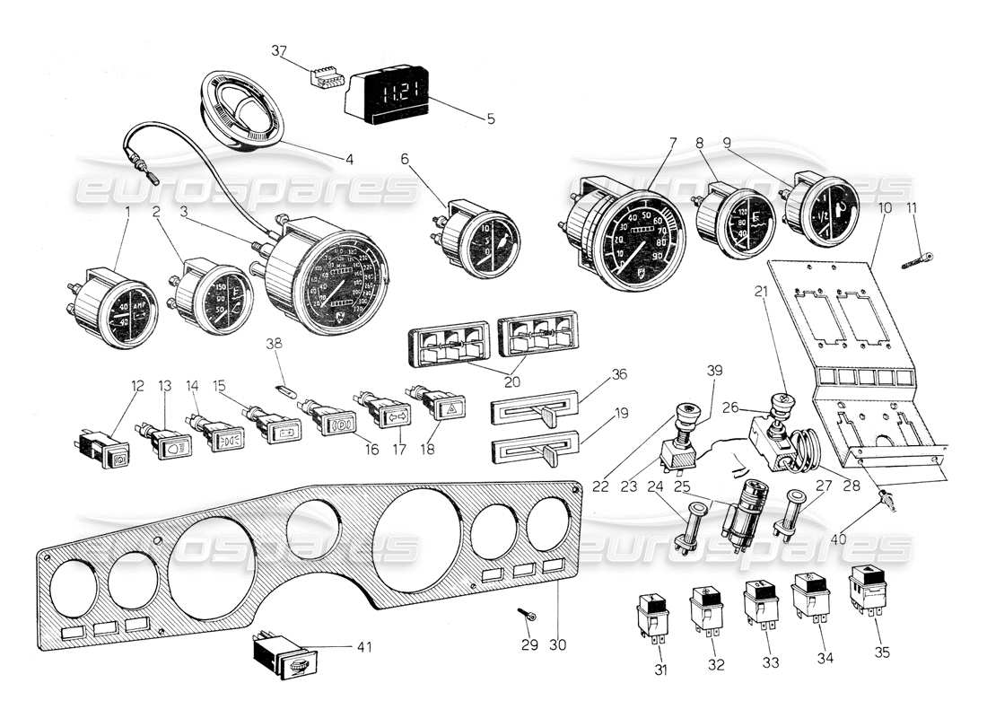 lamborghini countach 5000 s (1984) strumenti diagramma delle parti
