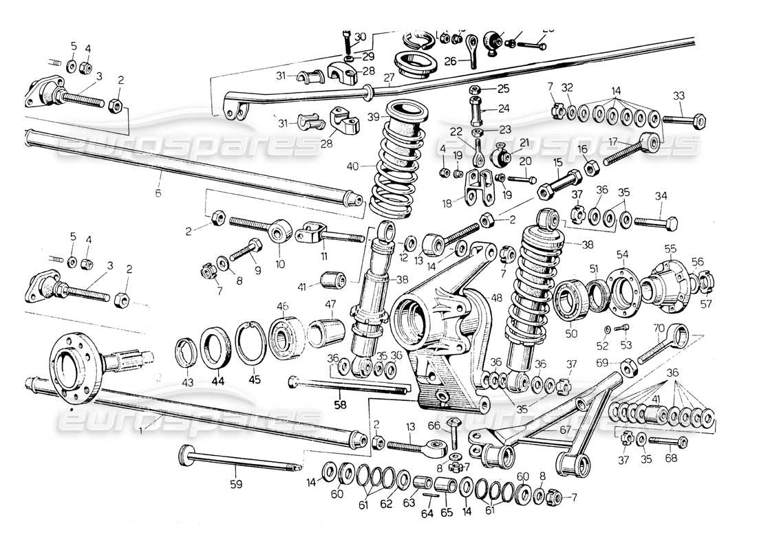lamborghini countach lp400 diagramma delle parti della sospensione posteriore