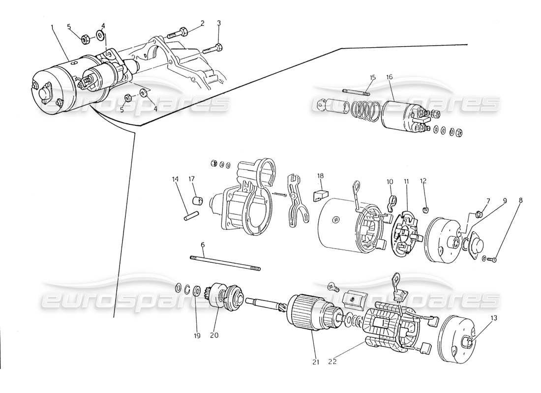 maserati karif 2.8 schema delle parti del motorino di avviamento marelli