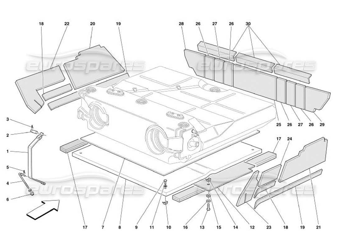 ferrari 575 superamerica serbatoio del carburante: isolamento e protezione diagramma delle parti