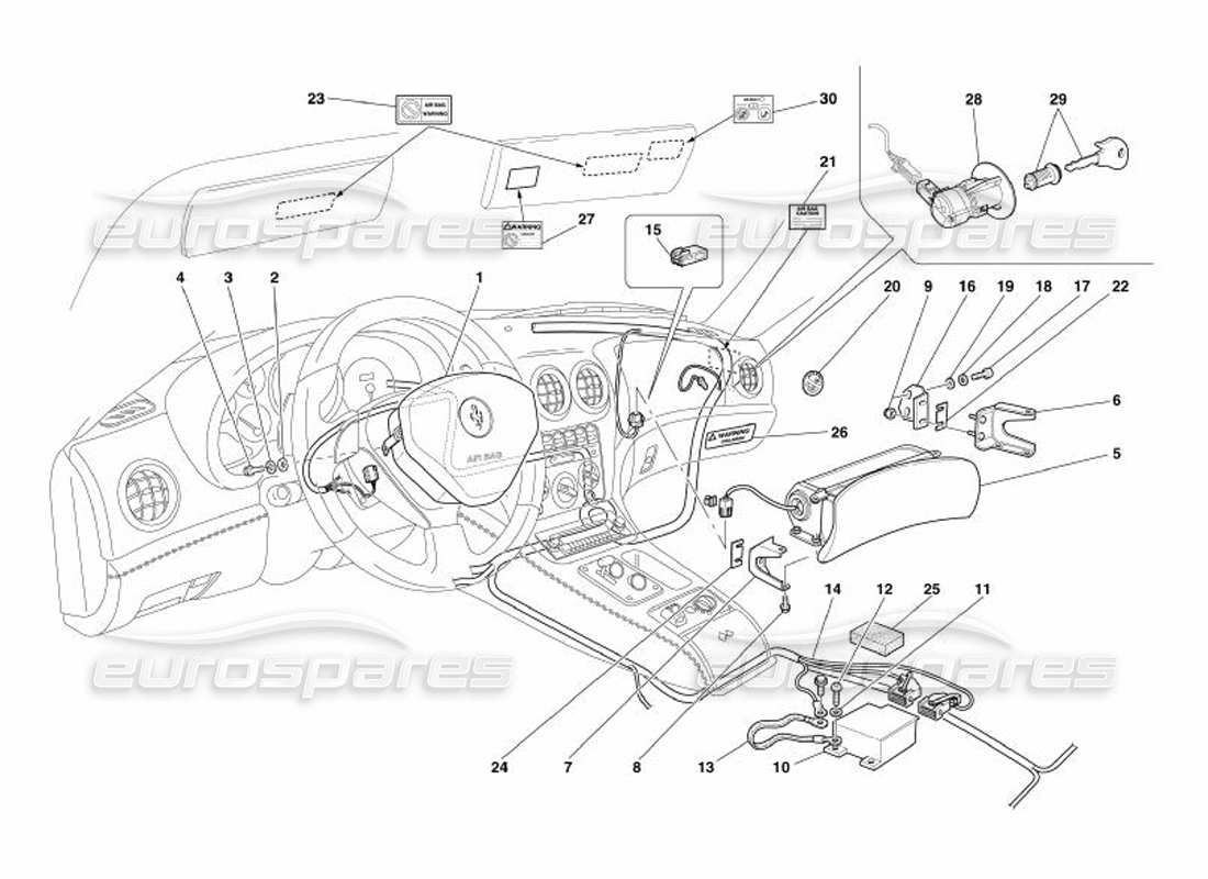 ferrari 575 superamerica diagramma delle parti degli airbag