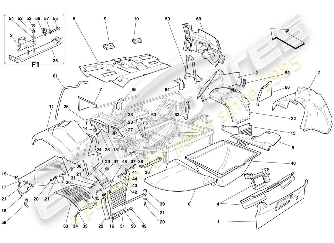 ferrari 575 superamerica strutture e componenti posteriori diagramma delle parti
