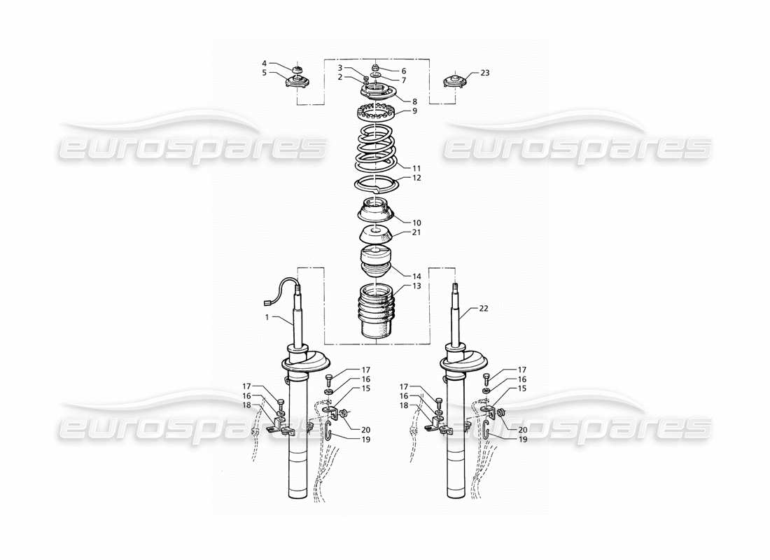 maserati qtp v6 (1996) ammortizzatore anteriore diagramma delle parti