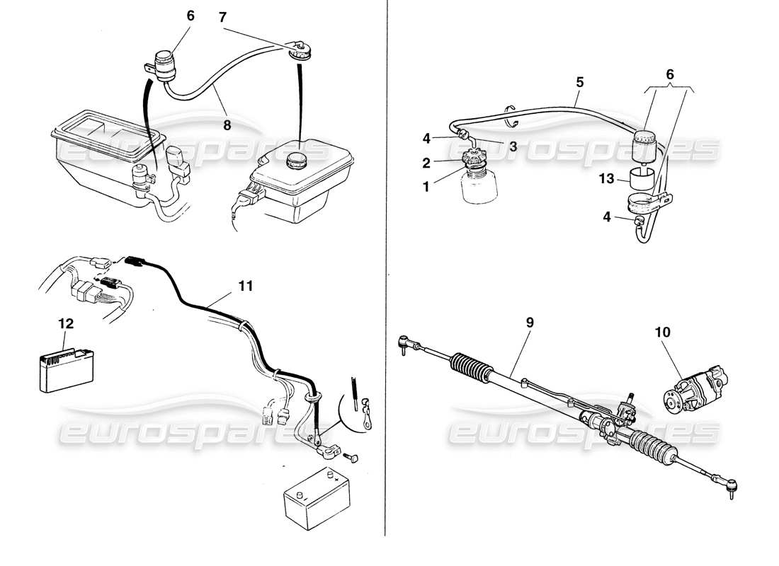 ferrari 355 challenge (1999) schema delle parti dell'abs e del servosterzo