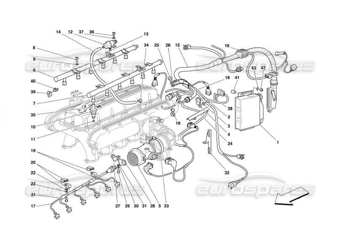 ferrari 550 barchetta diagramma delle parti del dispositivo di iniezione