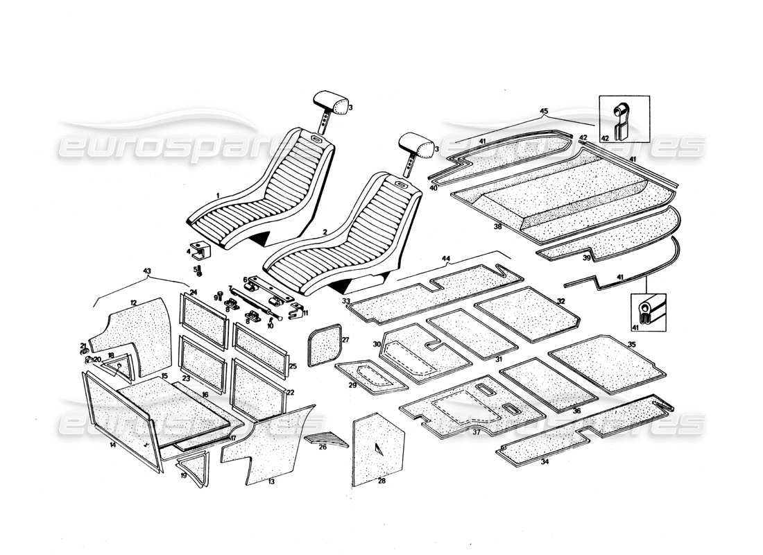 maserati bora sedili e tappezzeria diagramma delle parti