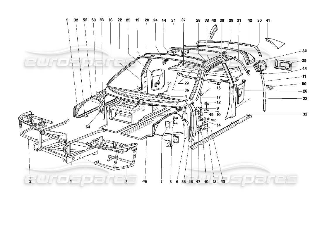 ferrari 512 tr corpo - componenti interni diagramma delle parti