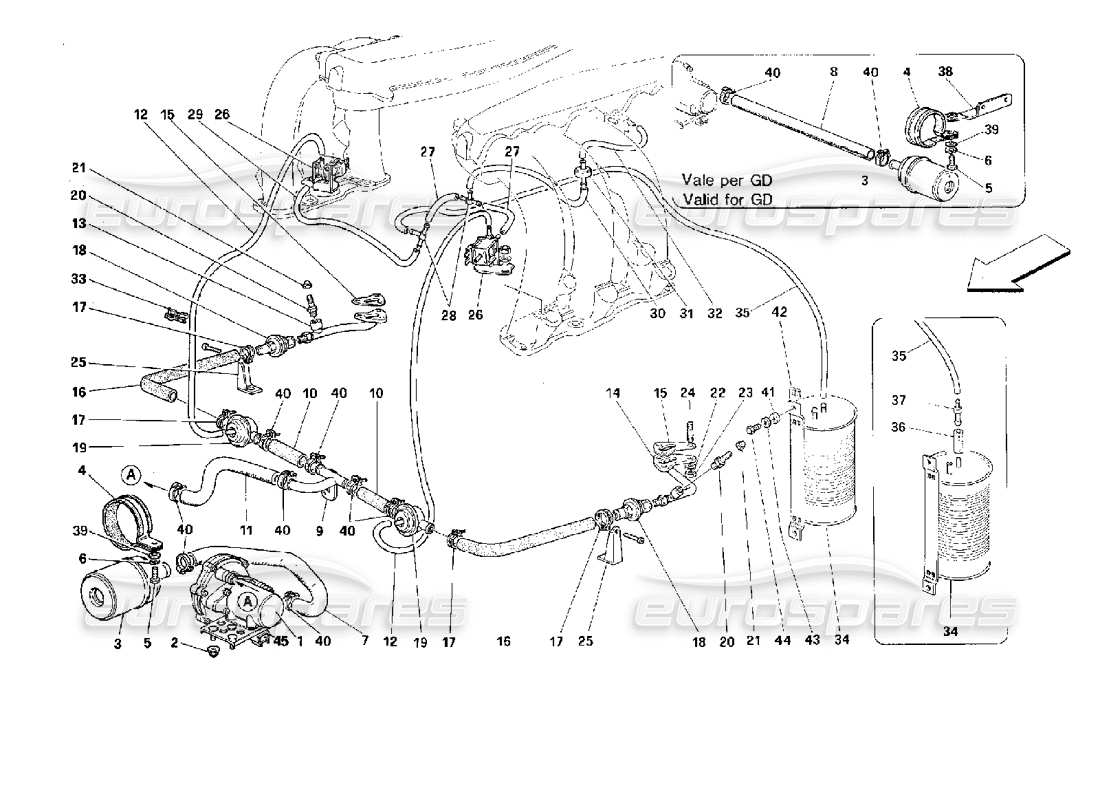 ferrari 512 tr pompa e linee dell'aria secondaria diagramma delle parti