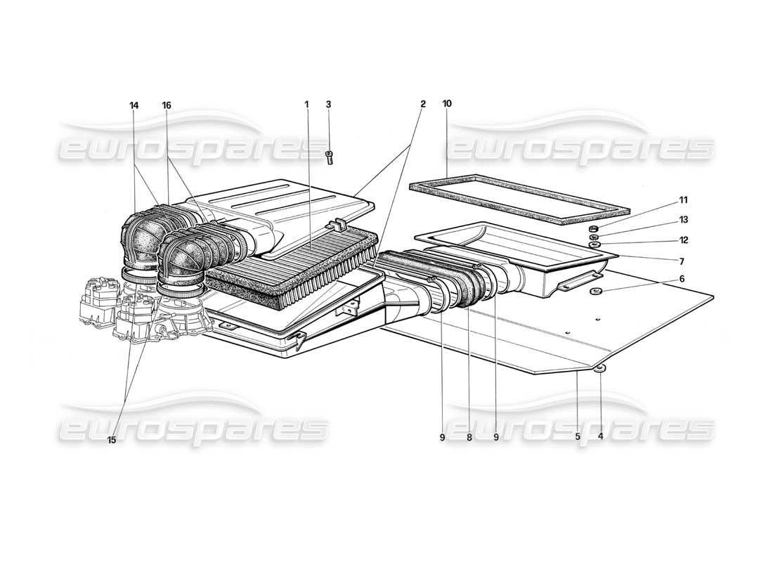 ferrari testarossa (1987) presa d'aria diagramma delle parti