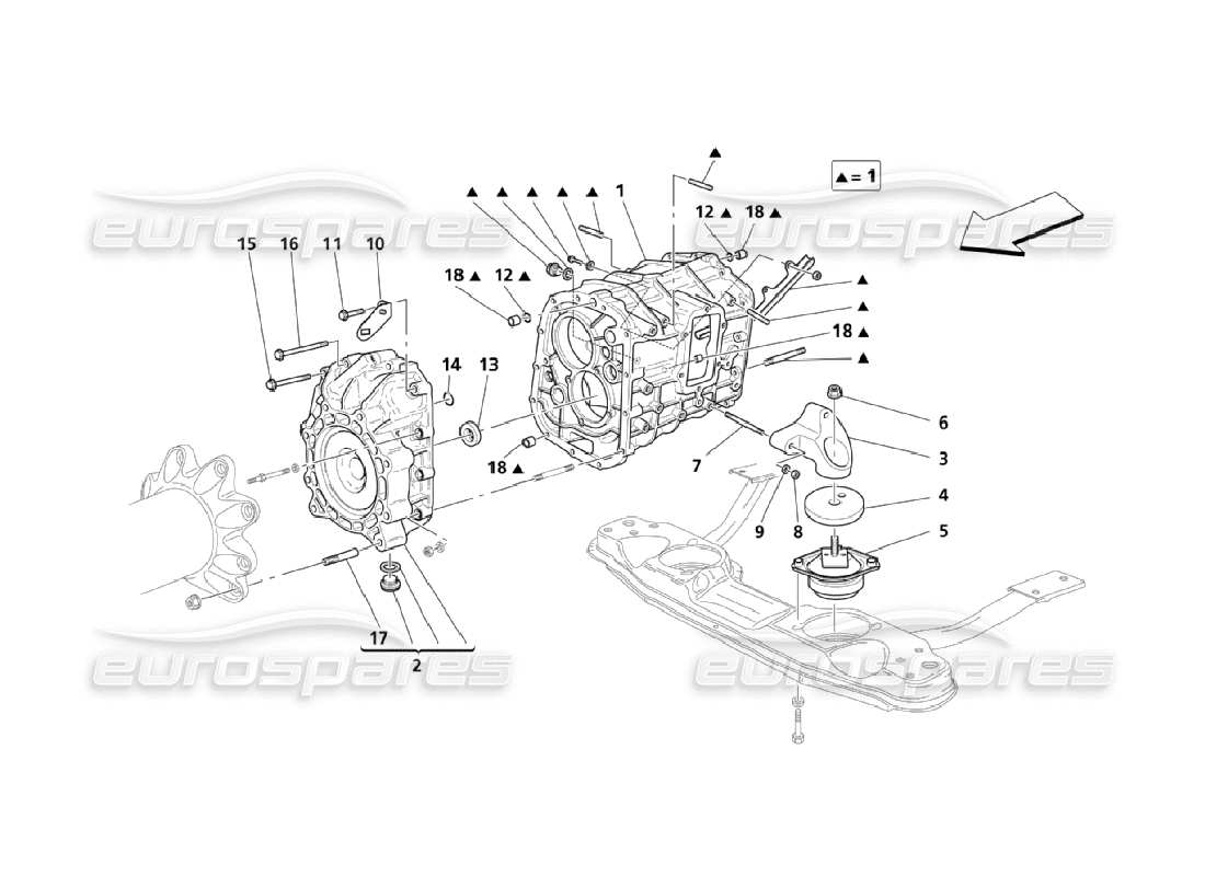 maserati qtp. (2006) 4.2 diagramma delle parti dell'alloggiamento degli ingranaggi